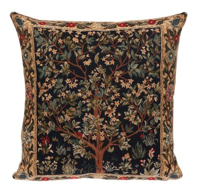 Medieval style tapestry cushion with tree on it