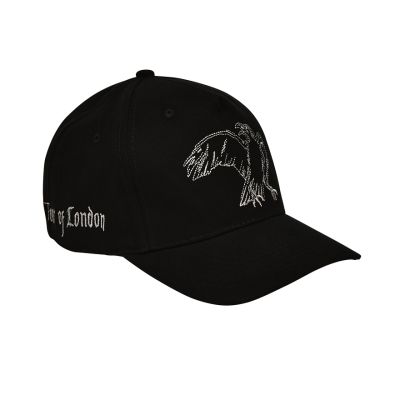 Black cap with white raven illustration