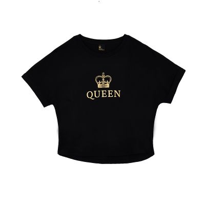 Black t-shirt with queen writing