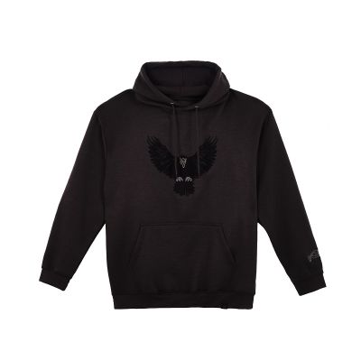 Grey hoodie with black raven