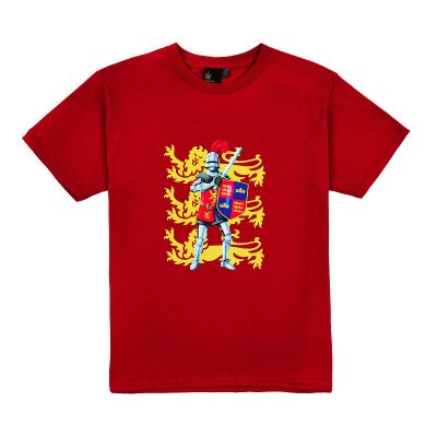 Red kids t-shirt with knight and English loin