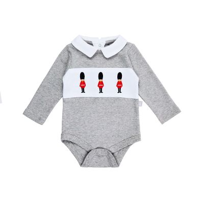 Grey baby bodysuit with guards