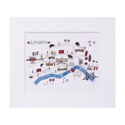 London illustrated map print 12" x 14"