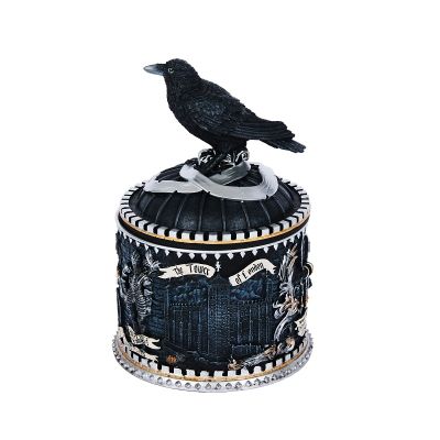 Sculpted black trinket box with raven on top