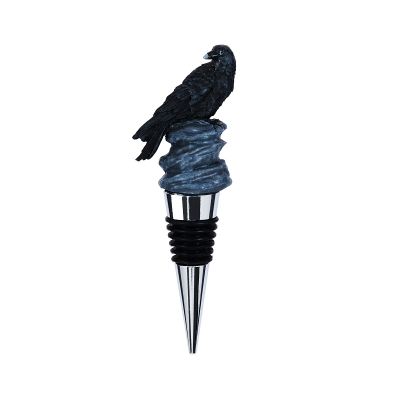 Silver bottle stopper with black raven