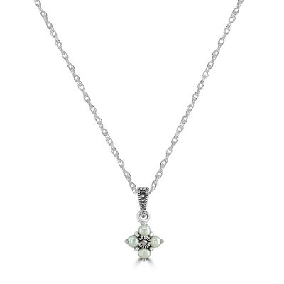 Sterling Silver Marcasite Pendant with Pearls