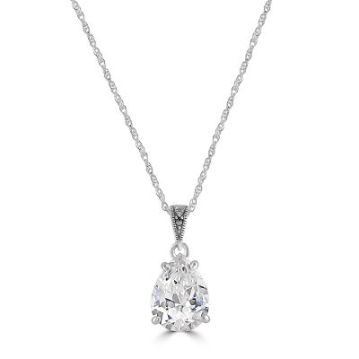 Teardrop Marcasite Pendant with Cubic Zirconia