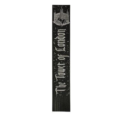 A Black leather bookmark with silver text reading, "The Tower of London" alongside a graphic of the White Tower.