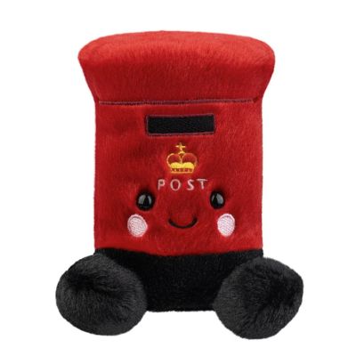 Red plush post box toy with face