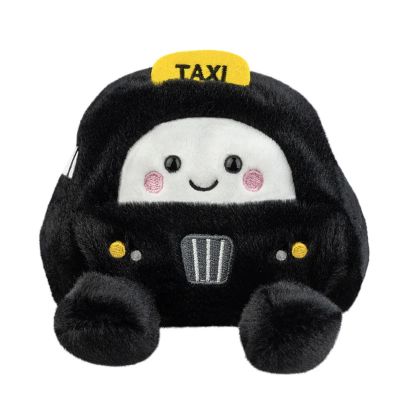 Black plush taxi soft toy with face