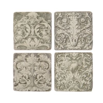 Grey Grecian ceramic kitchen coasters set of 4