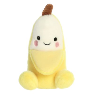 Plush yellow banana soft toy with face