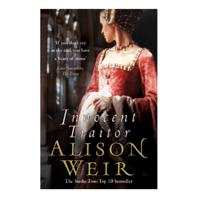 Black book cover with white and gold text displaying Lady Jane Grey in a pink Tudor dress