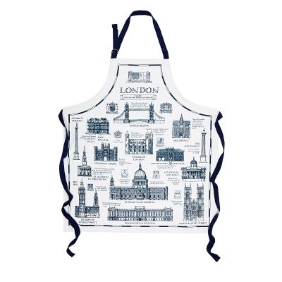 White apron with illustrations of London landmarks