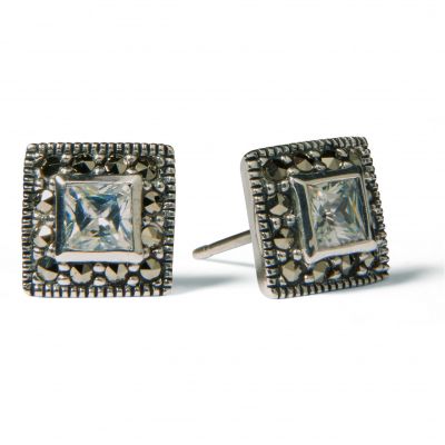 Square marcasite stud earrings
