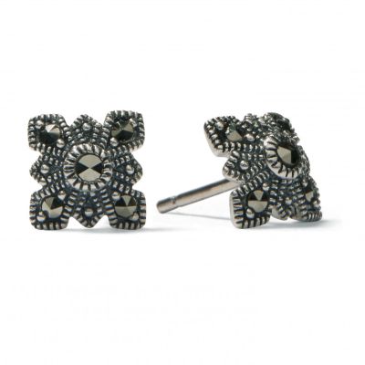 Marcasite cross silver stud earrings