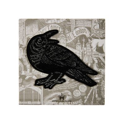 Black and silver raven iron on patch