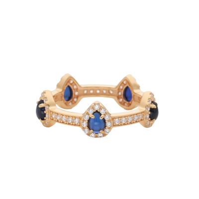 Sapphire Pear Drop Gold Stacking Ring