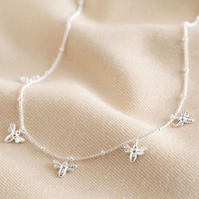 Sterling silver plated tiny bee charm necklace
