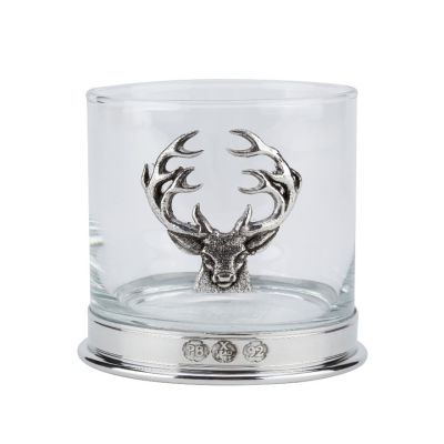 Pewter whisky glass with stag head