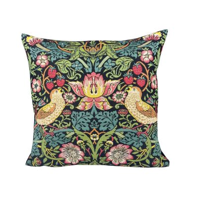 Tapestry cushion with birds and florals