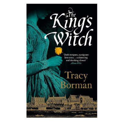 Black book cover with white text displaying historical woman in green