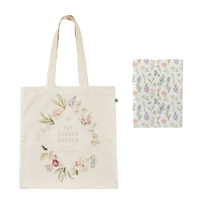 Cotton book bag and notebook in floral pastel design