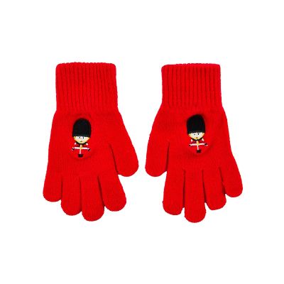 Pair of red gloves with guard icon