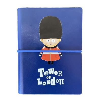 Blue notebook with London guard