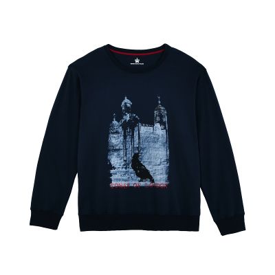 Navy sweatshirt with Tower of London and raven