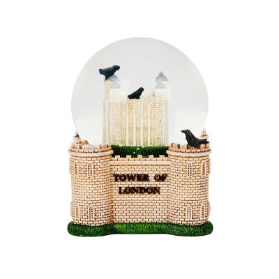 Medieval castle and ravens snow globe
