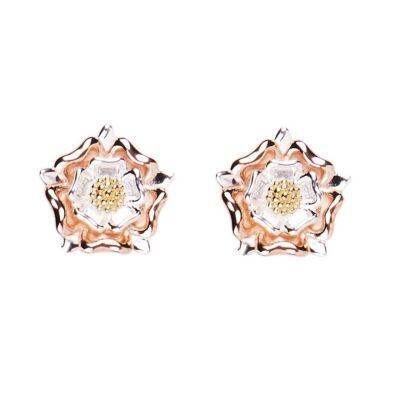Tudor Rose Silver Stud Earrings