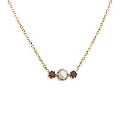 Victoria Pearl Garnet Star Gold Necklace 