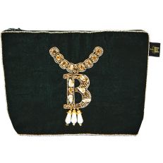 'B' Necklace Embellished Velvet Purse
