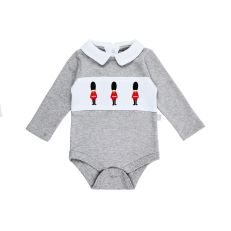 Grey baby bodysuit with guards