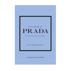 Blue book cover with Prada logo