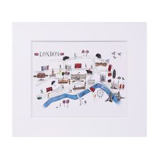 London illustrated map print 12" x 14"
