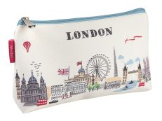 Cosmetic bag with illustrations of London landmarks