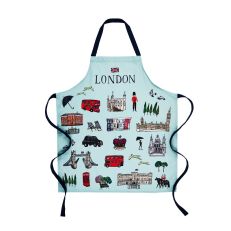 Blue apron with illustrations of London landmarks