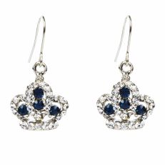 Blue crystal crown drop earrings