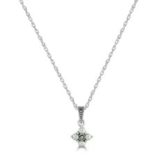 Sterling Silver Marcasite Pendant with Pearls