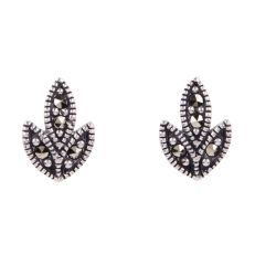 Marcasite leaf stud earrings