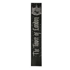 A Black leather bookmark with silver text reading, "The Tower of London" alongside a graphic of the White Tower.