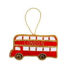 Red and gold London bus decoration