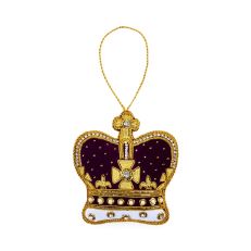 Gold embroidered and red velvet fabric crown hanging decoration