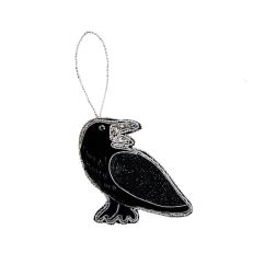 Black and silver raven fabric hanging decoration