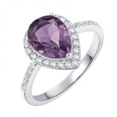 H.Azeem Amethyst pear drop ring