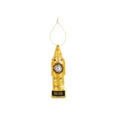 Golden embroidered Big Ben decoration with holly
