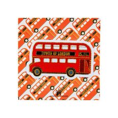 Red bus fabric patch