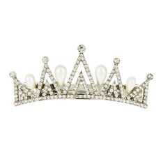 Crystal and pearl crown barrette